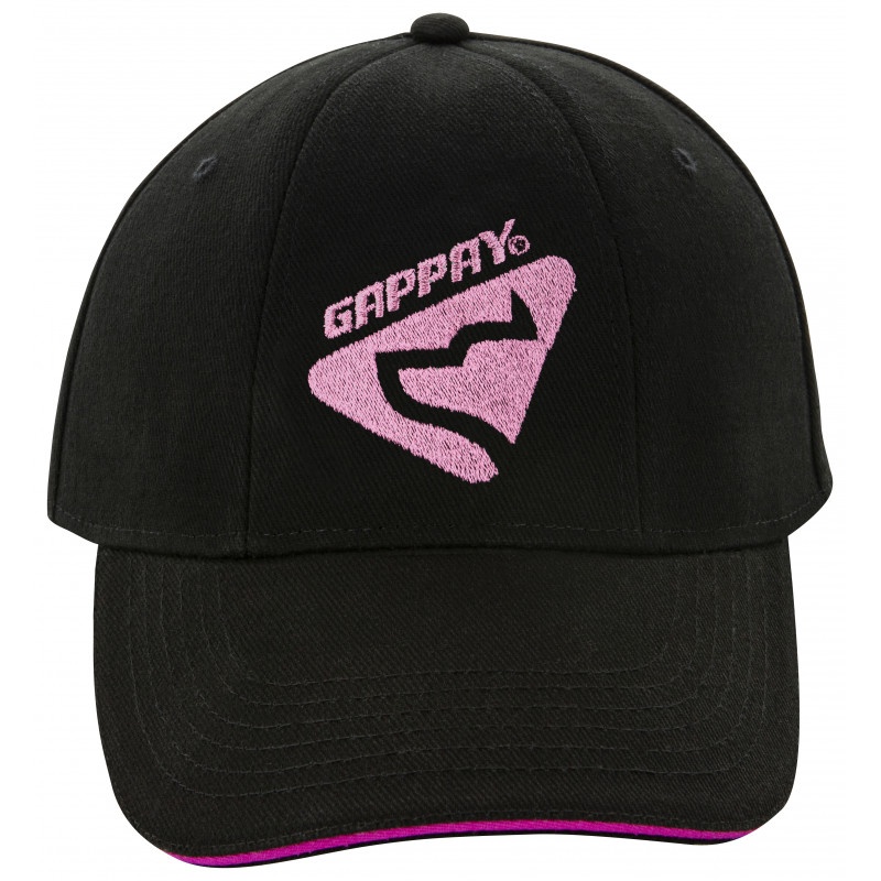 Бейсболка Gappay черная, с розовой полосой и логотипом от магазина dog22.ru 