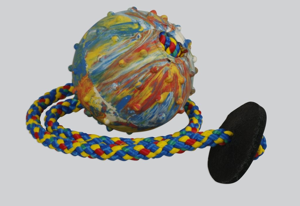 Мяч Gappay каучуковый, диам. 6 см, с веревкой 50 см и кожаным фиксатором
