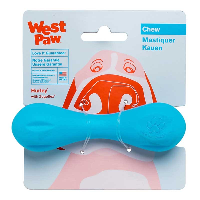 Игрушка для собак гантеля West Paw Zogoflex Hurley XS 11,5 см голубая