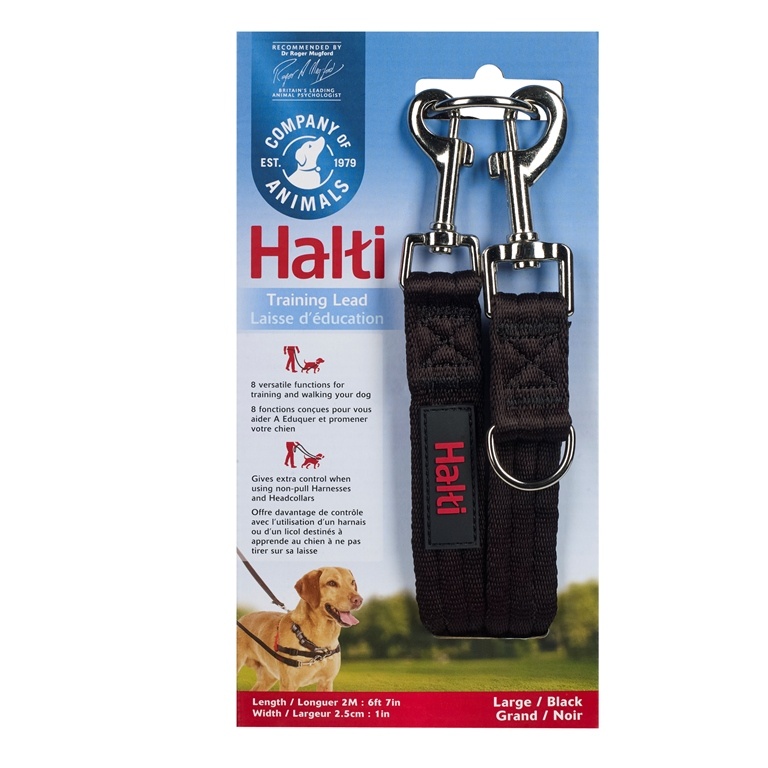 Поводок-перестежка для собак HALTI Training Lead, черный, 200х2.5см от магазина dog22.ru 