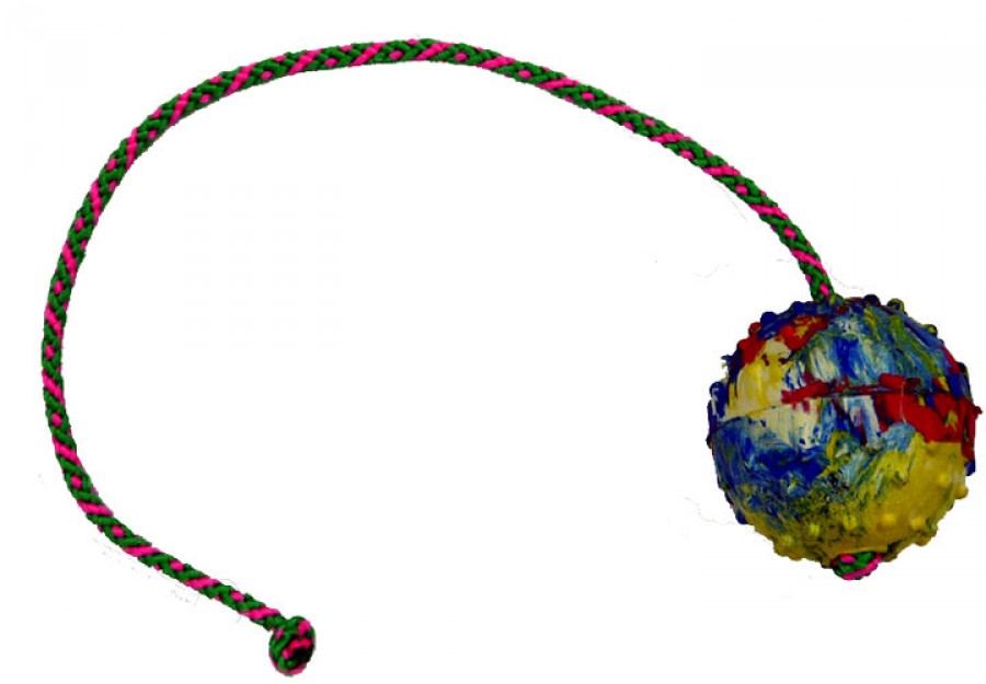 Мяч Gappay каучуковый, диам. 7см, с веревкой 50см, жесткий